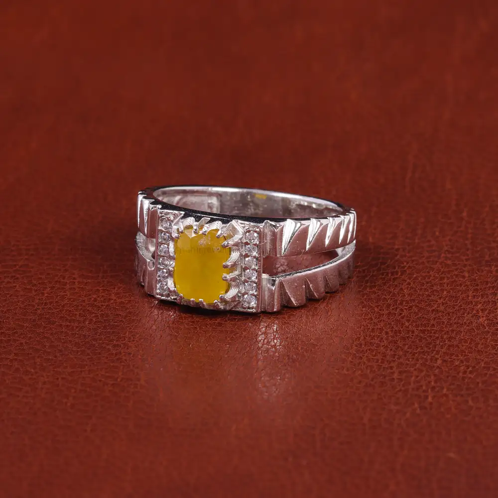 انگشتر یاقوت زرد مردانه کد 21918