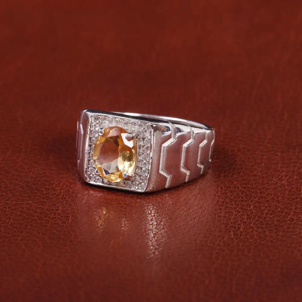 انگشتر سیترین مردانه کد 21924