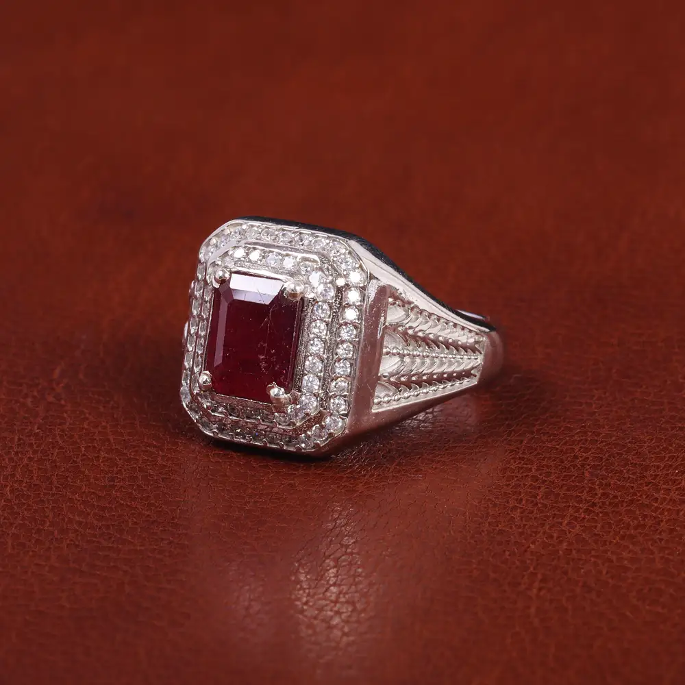 انگشتر یاقوت سرخ مردانه کد 21943