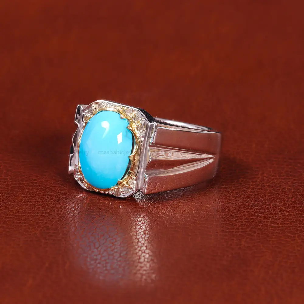انگشتر فیروزه عجمی مردانه کد 22213