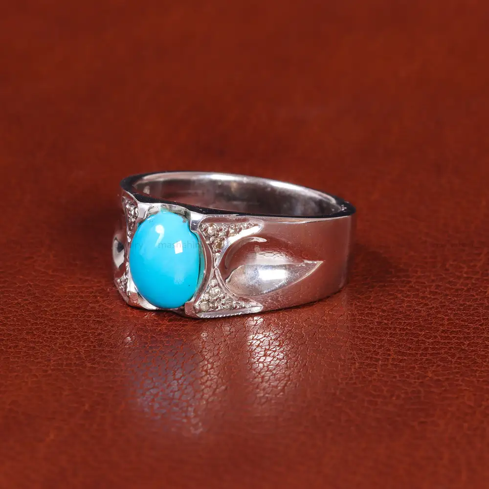 انگشتر فیروزه عجمی مردانه کد 22215