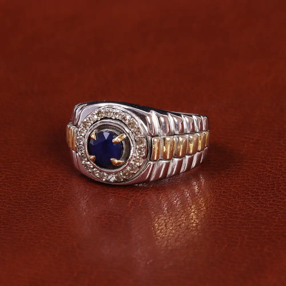 انگشتر یاقوت کبود مردانه کد 22221