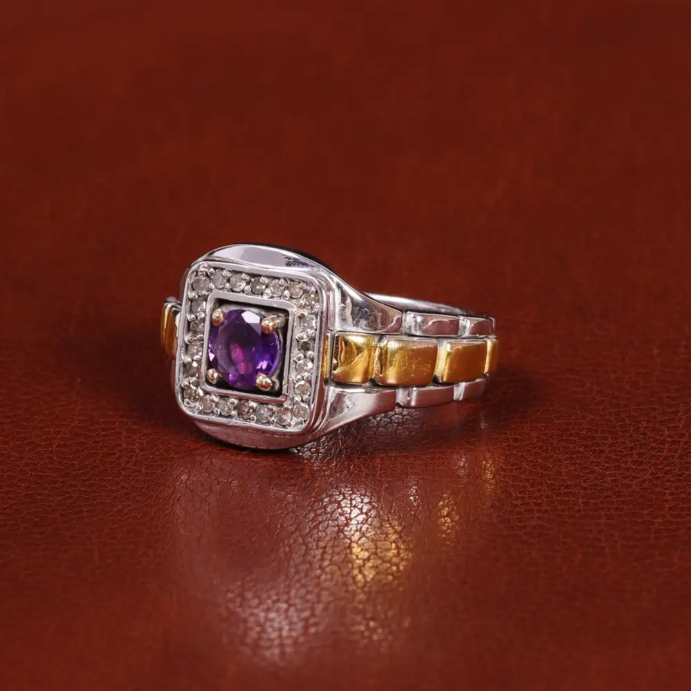 انگشتر آمیتیست مردانه کد 22222