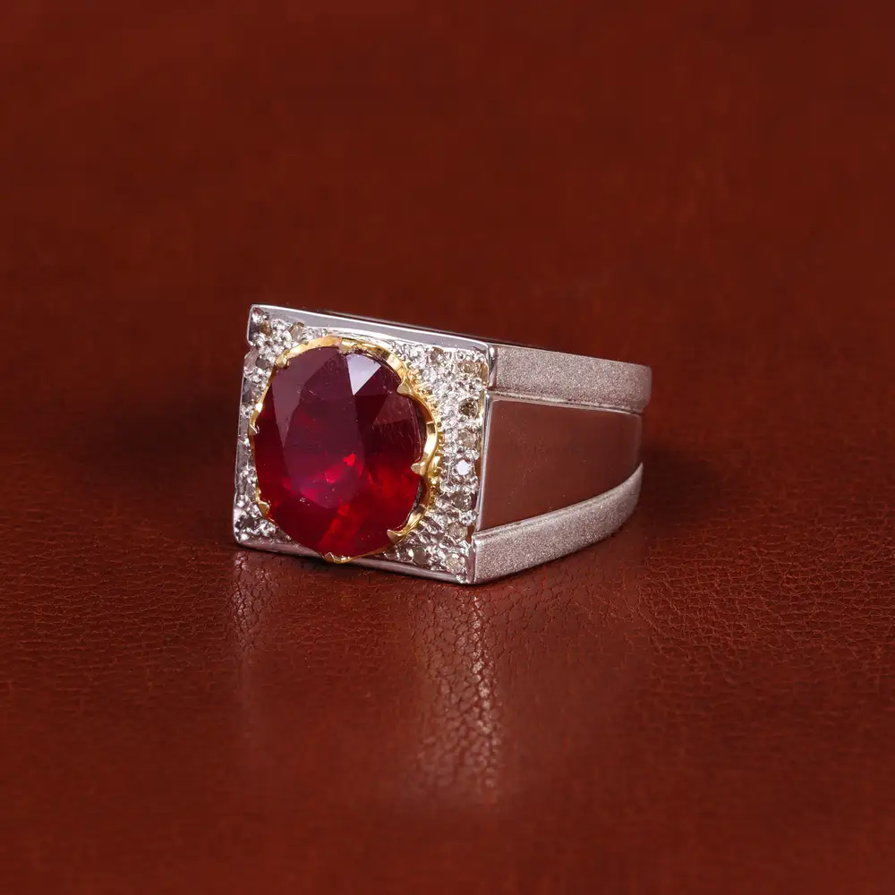 انگشتر یاقوت سرخ مردانه کد 22225