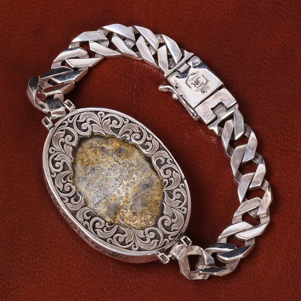 دستبند فیروزه مردانه کد 22270