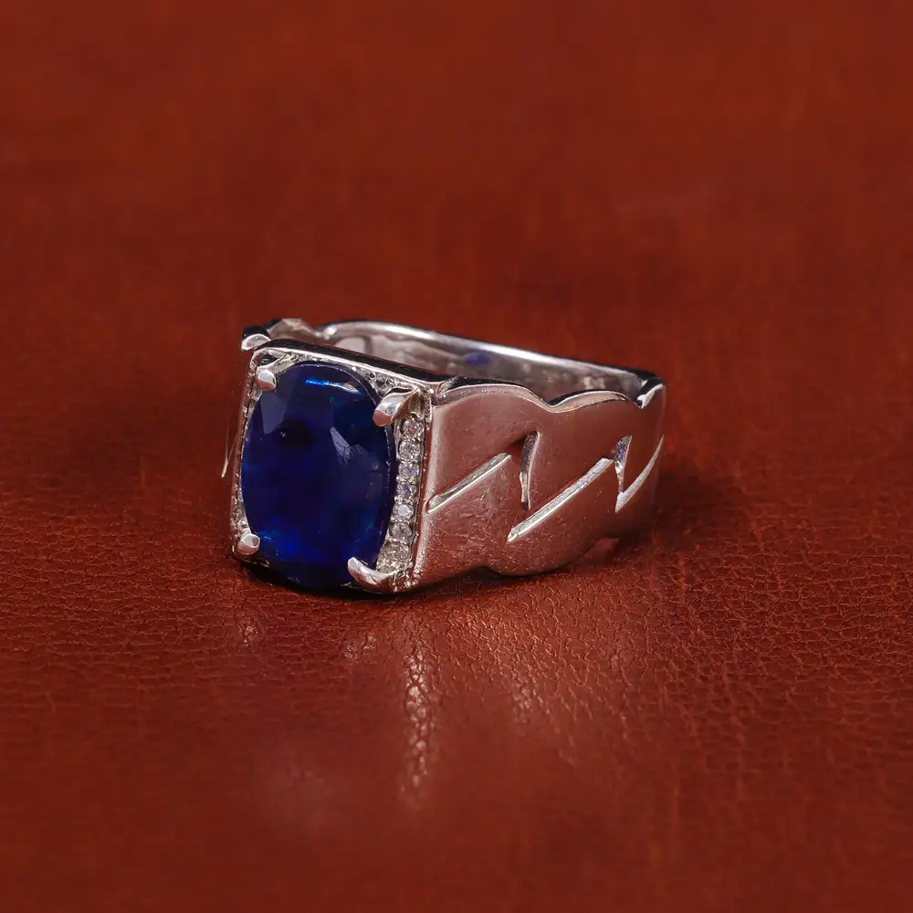 انگشتر یاقوت کبود مردانه کد 22272