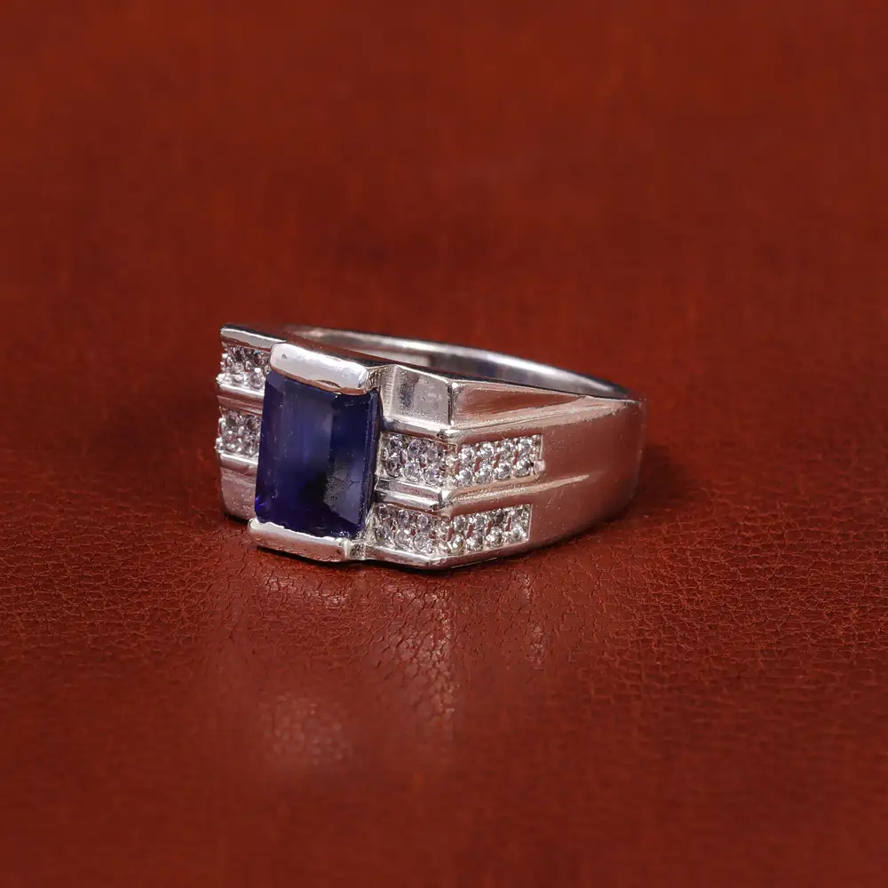 انگشتر یاقوت کبود مردانه کد 22273