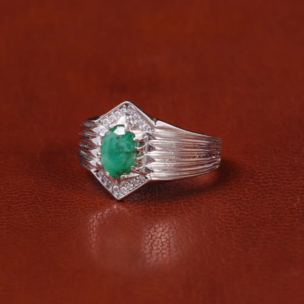 انگشتر زمرد مردانه کد 22279