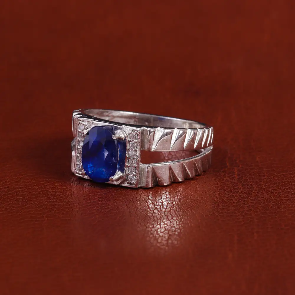 انگشتر یاقوت کبود مردانه کد 22340