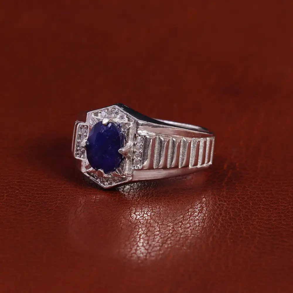 انگشتر یاقوت کبود مردانه کد 22343