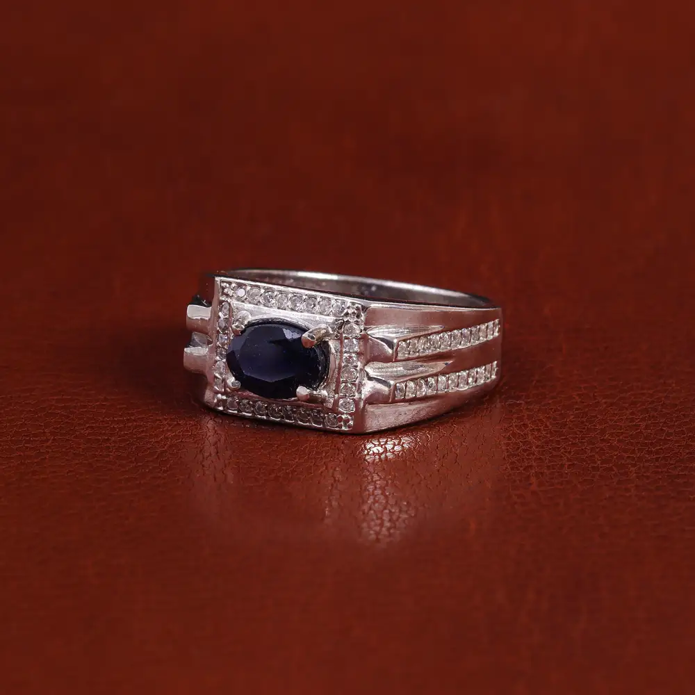 انگشتر یاقوت کبود مردانه کد 22344