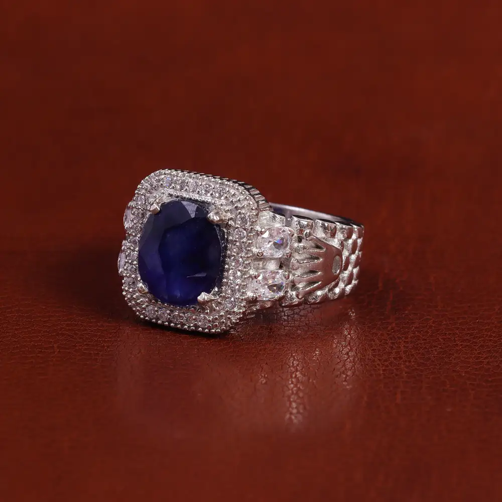 انگشتر یاقوت کبود مردانه کد 22347