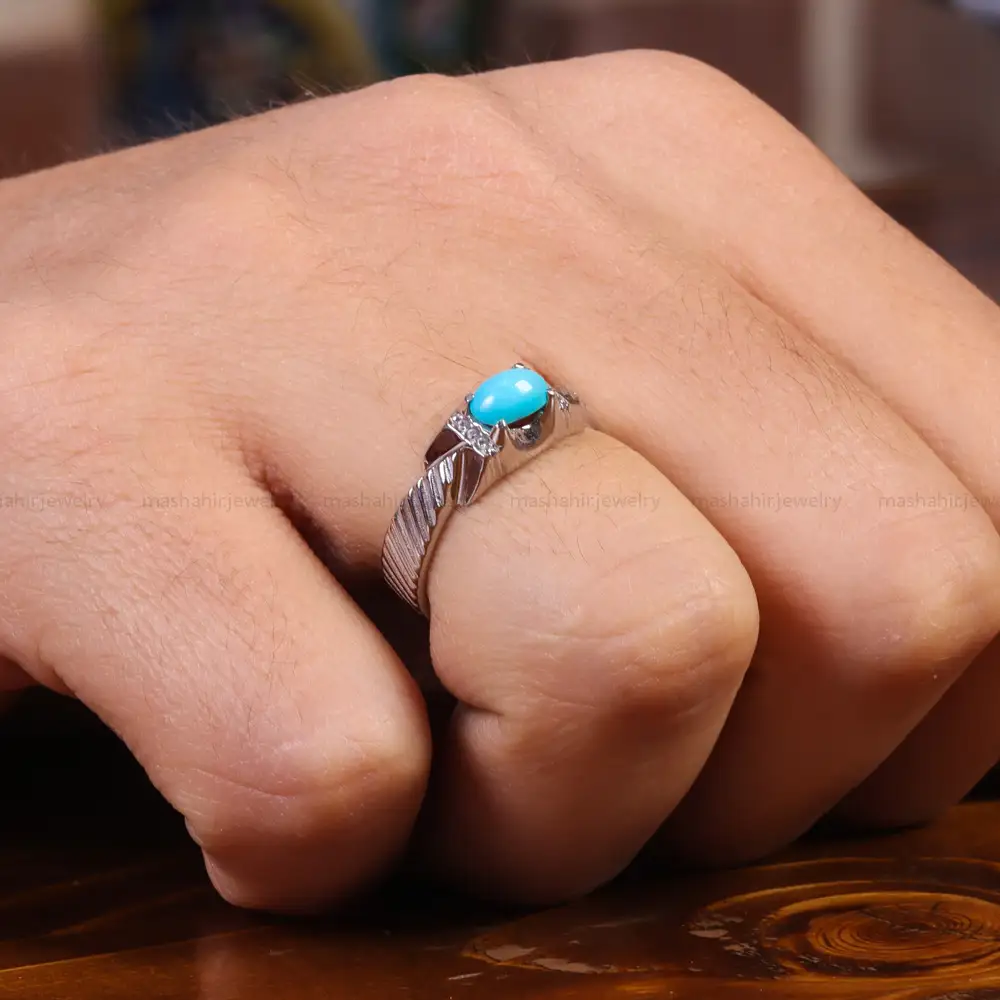 انگشتر فيروزه عجمی مردانه کد 21239