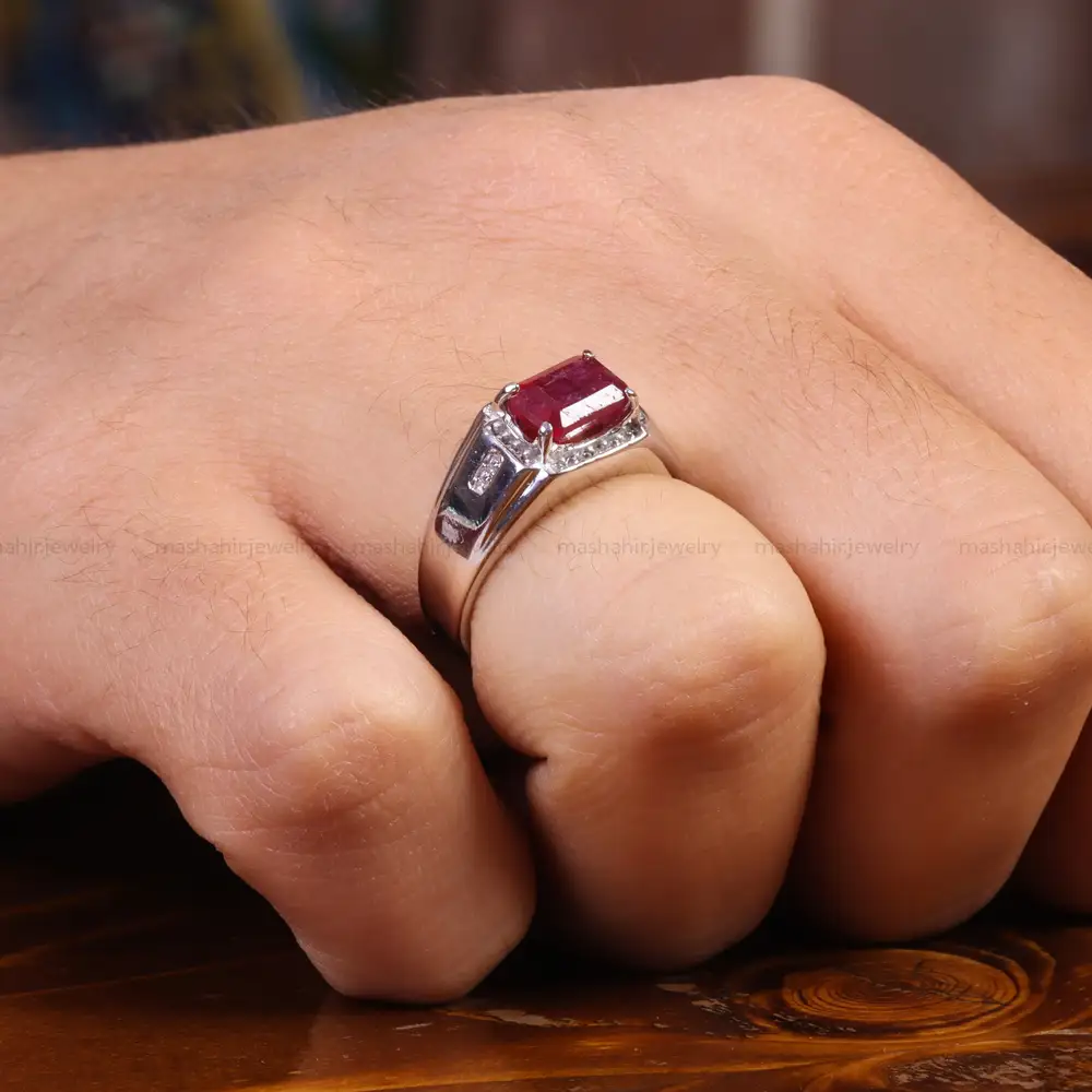 انگشتر یاقوت سرخ مردانه کد 21848