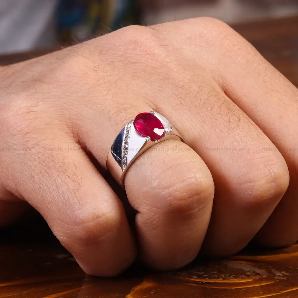 انگشتر یاقوت سرخ مردانه کد 21871