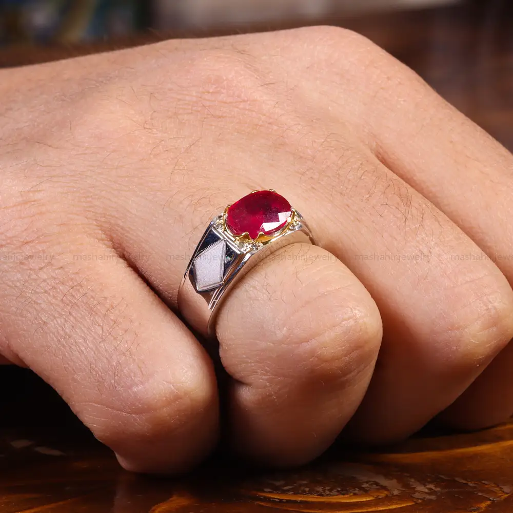انگشتر یاقوت سرخ مردانه کد 21874