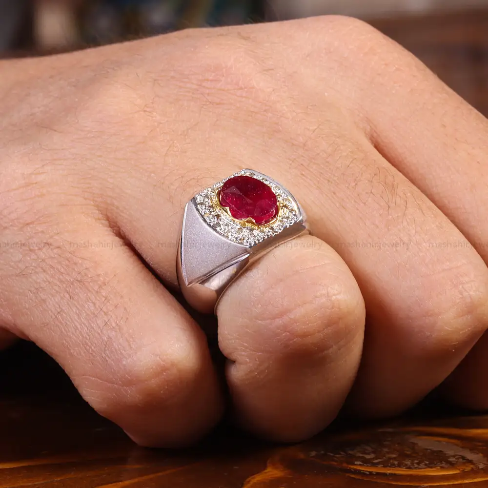 انگشتر یاقوت سرخ مردانه کد 21875