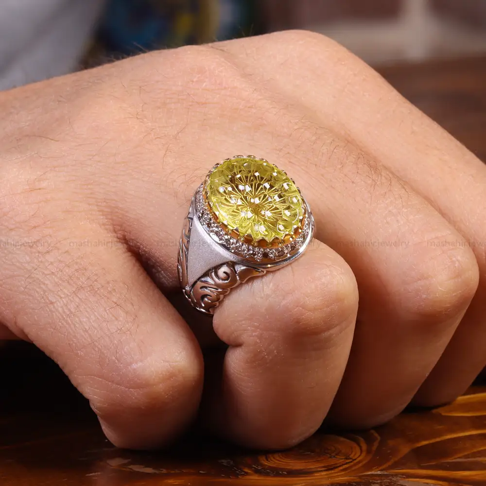 انگشتر سیترین مردانه کد 21879