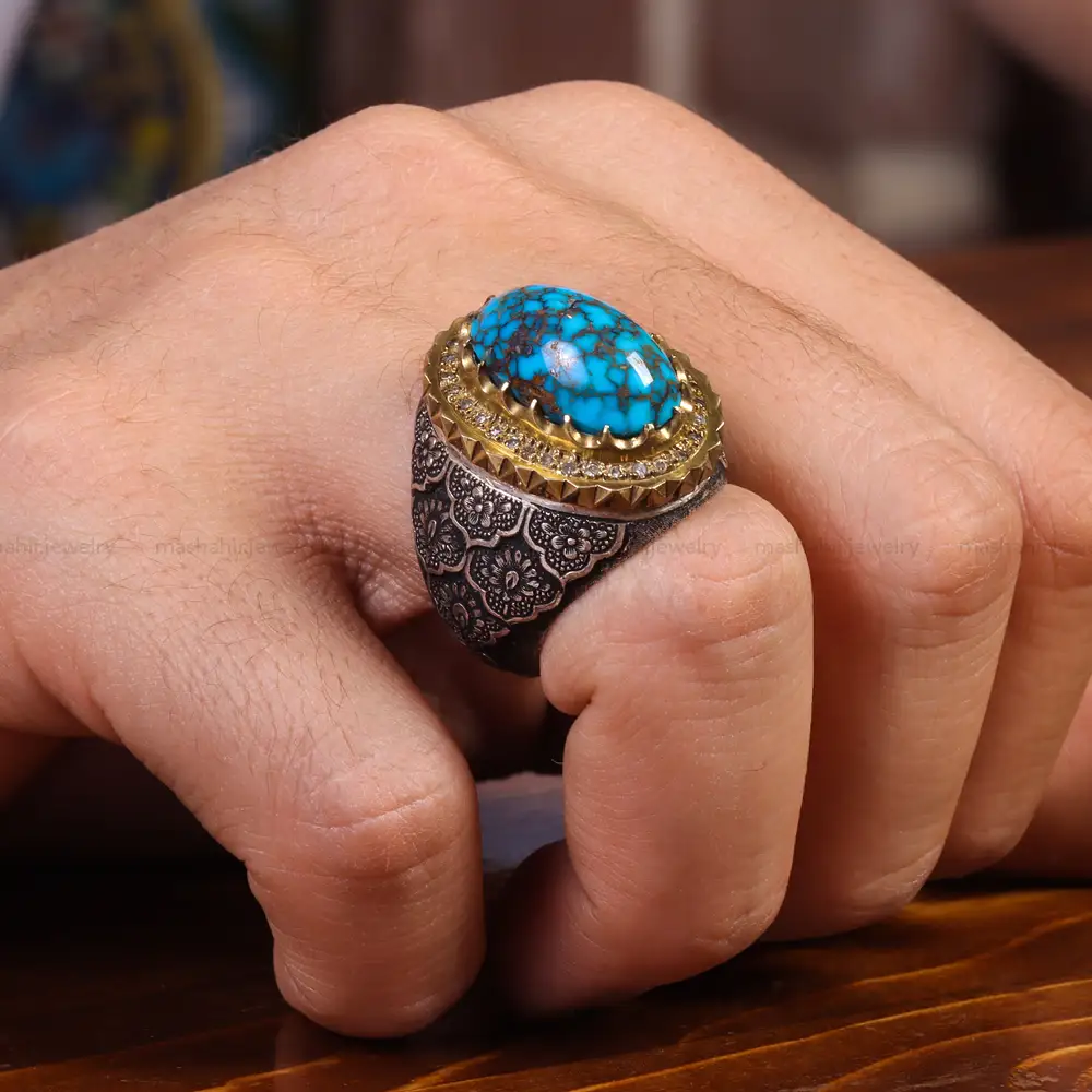 انگشتر فیروزه شجری مردانه کد 21883