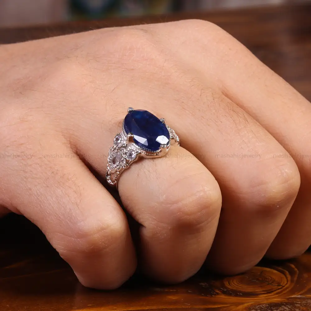 انگشتر یاقوت کبود مردانه کد 21890