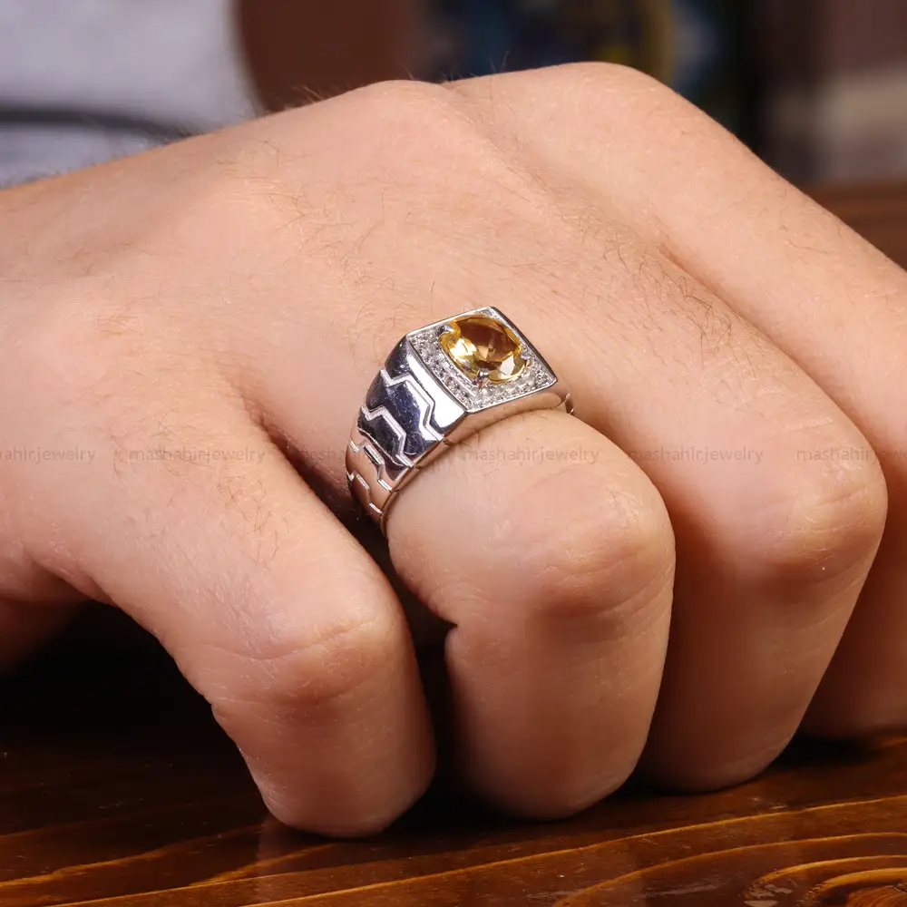 انگشتر سیترین مردانه کد 21924