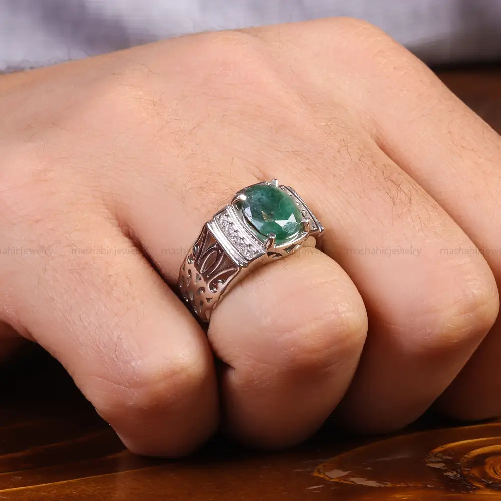 انگشتر زمرد مردانه کد 21931