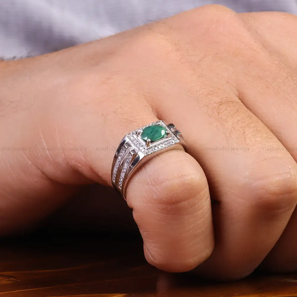 انگشتر زمرد مردانه کد 21933