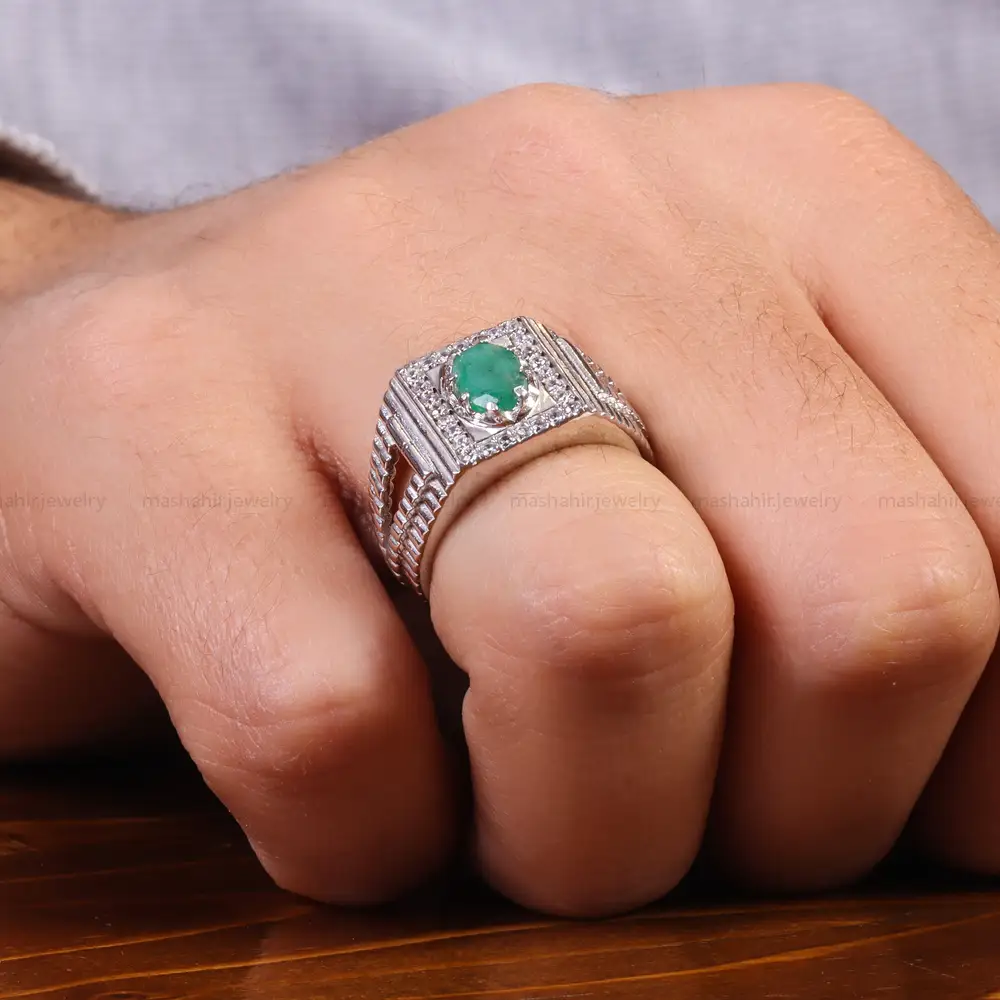 انگشتر زمرد مردانه کد 21934