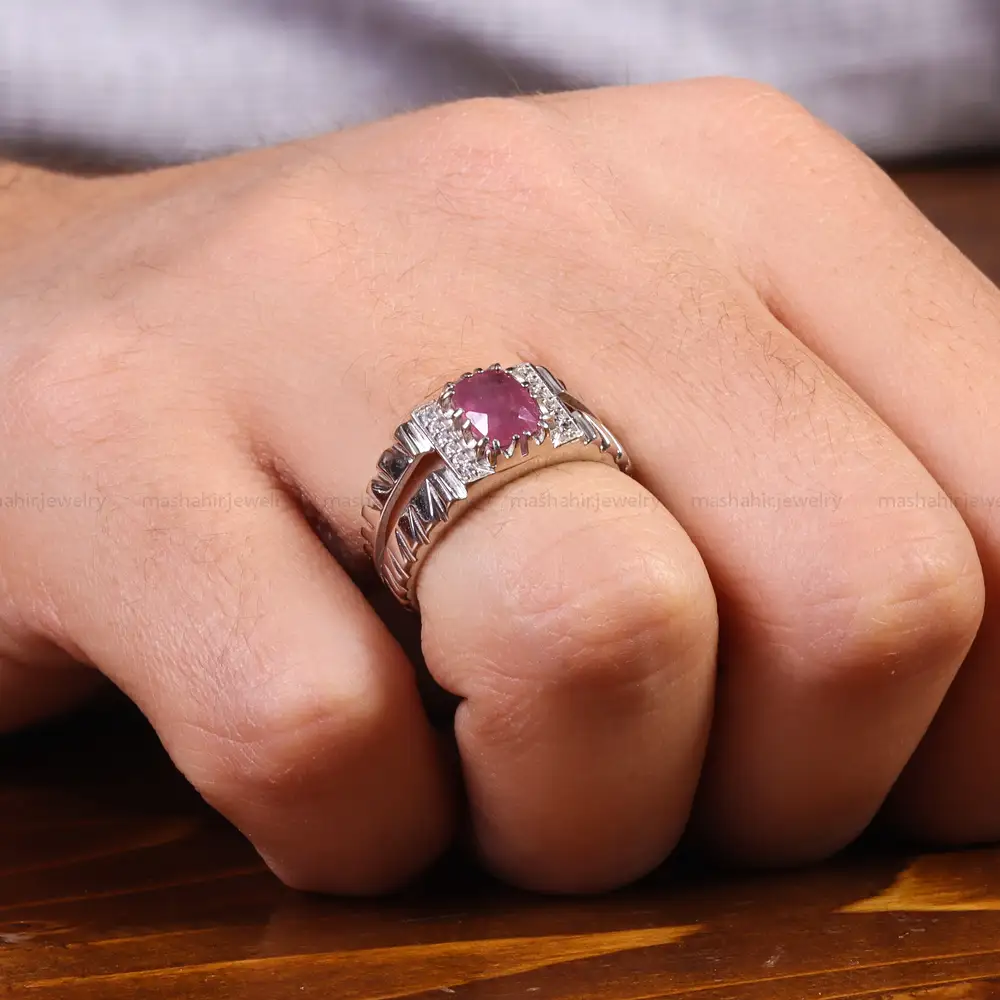 انگشتر یاقوت سرخ مردانه کد 21942