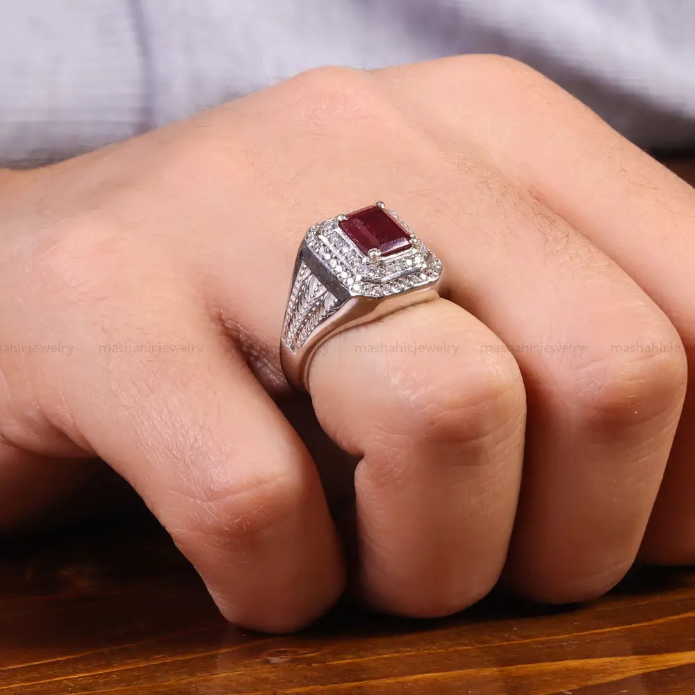 انگشتر یاقوت سرخ مردانه کد 21943