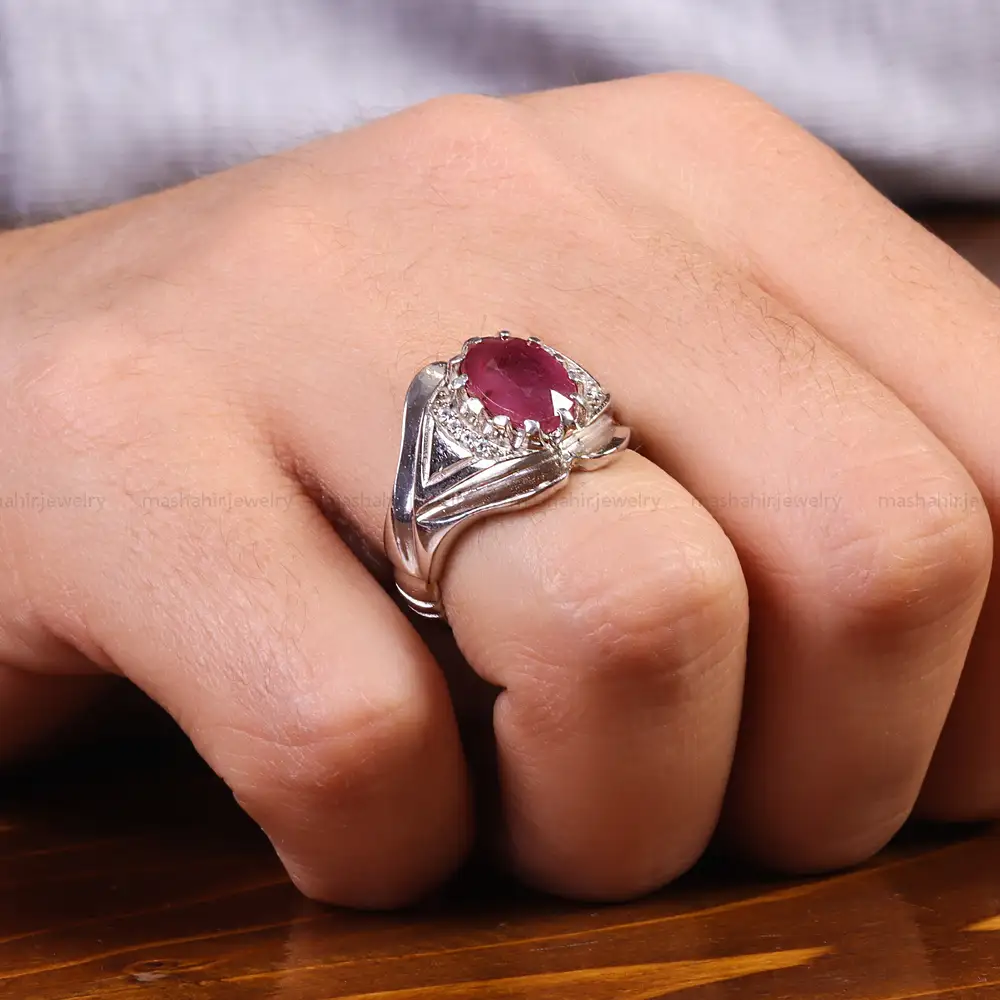 انگشتر یاقوت سرخ مردانه کد 21945