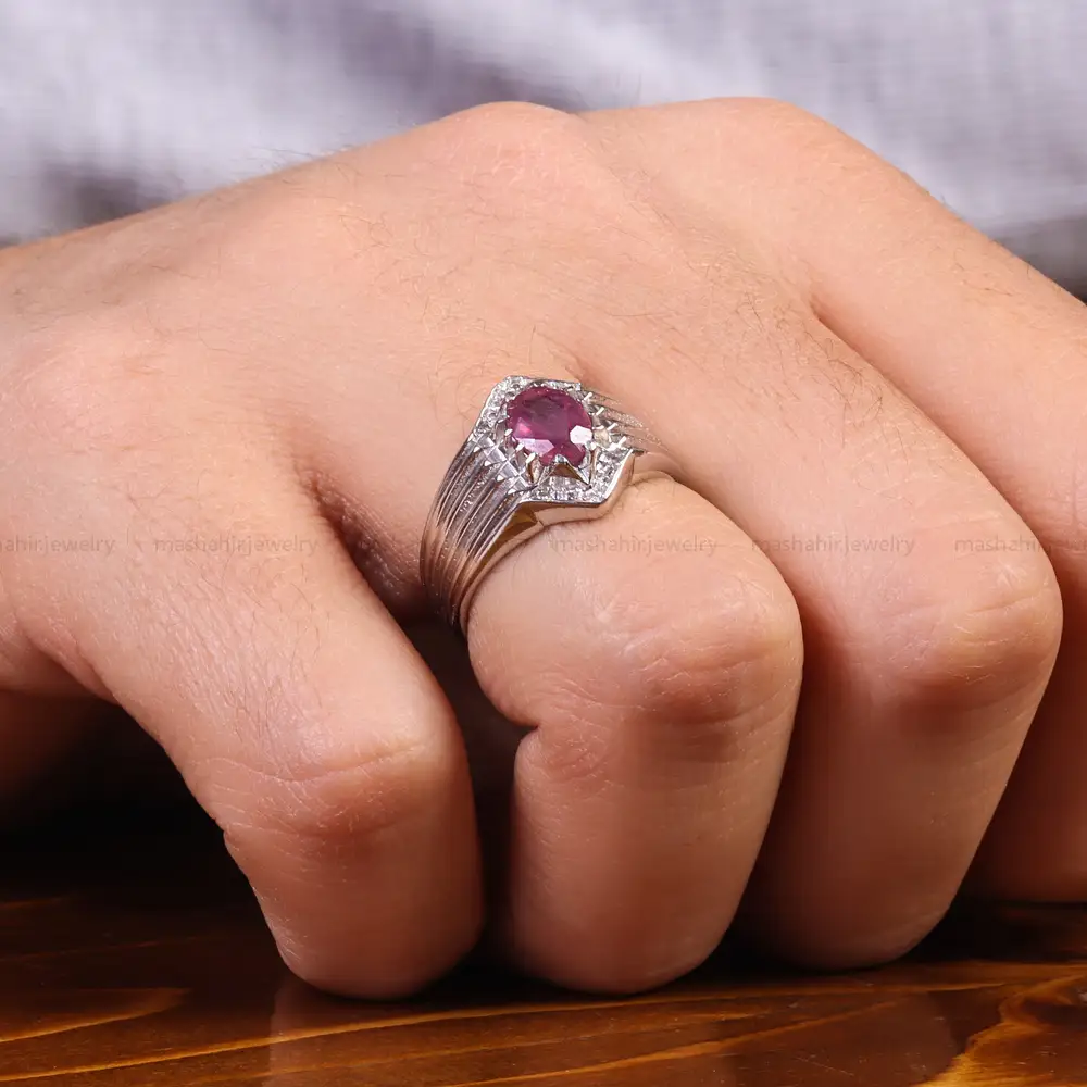 انگشتر یاقوت سرخ مردانه کد 21947