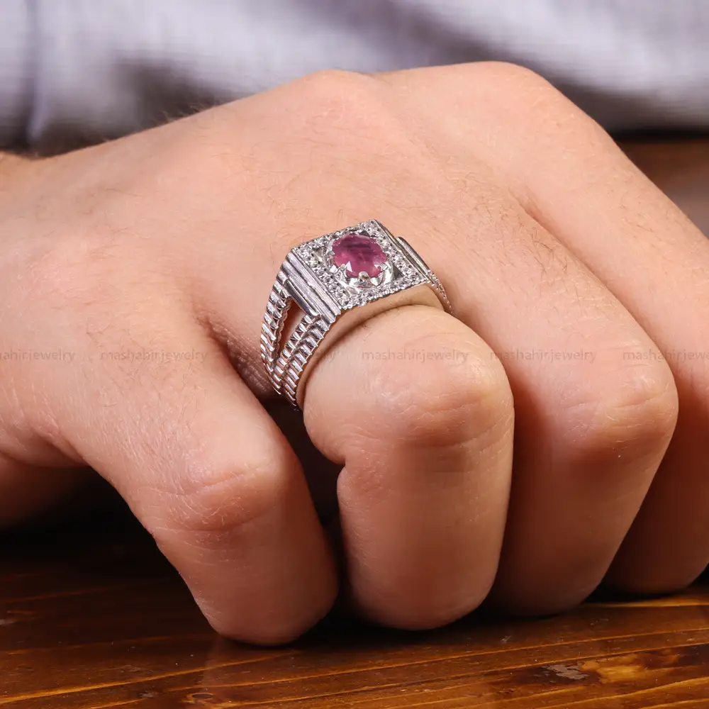 انگشتر یاقوت سرخ مردانه کد 21949