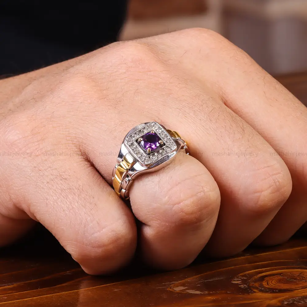 انگشتر آمیتیست مردانه کد 22222