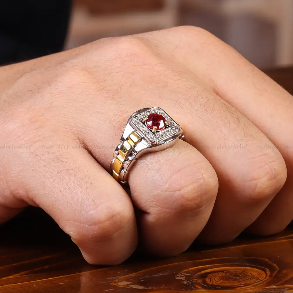 انگشتر یاقوت سرخ مردانه کد 22223