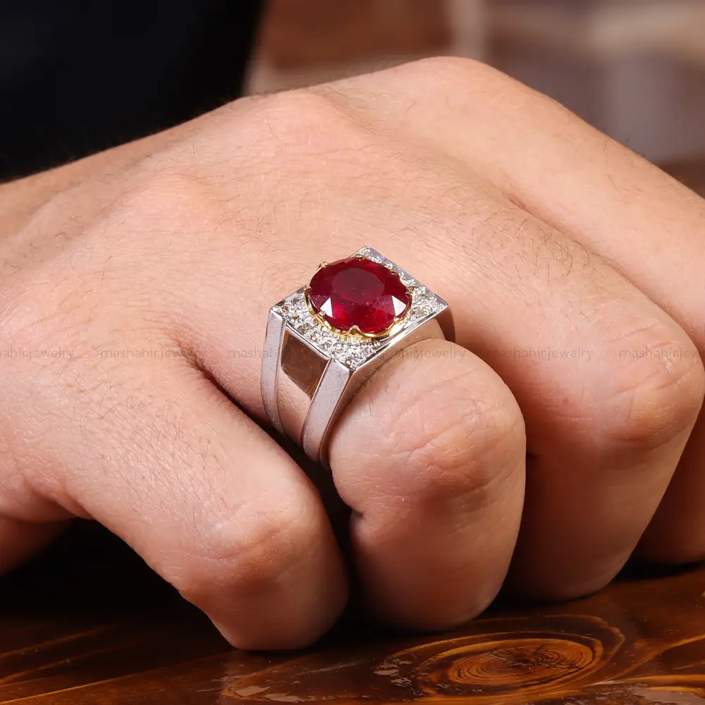 انگشتر یاقوت سرخ مردانه کد 22225