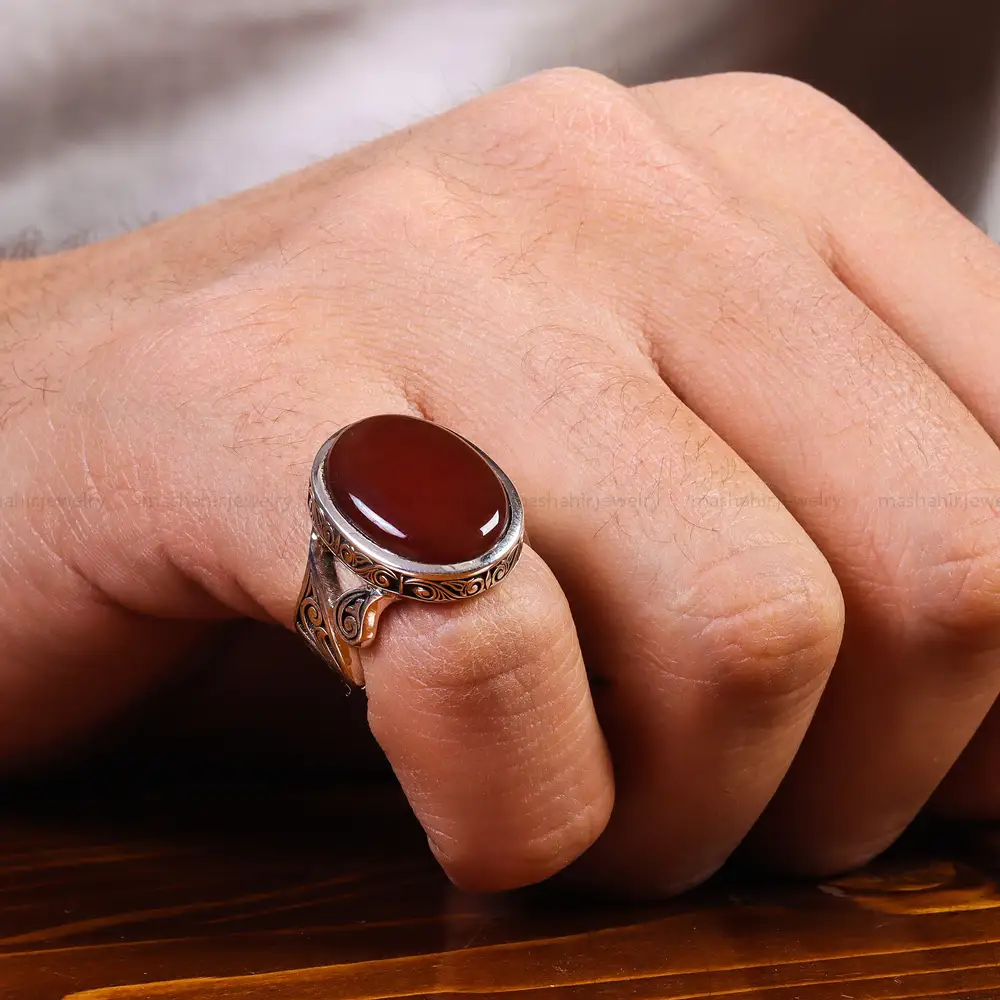 انگشتر عقیق یمن مردانه کد 22269