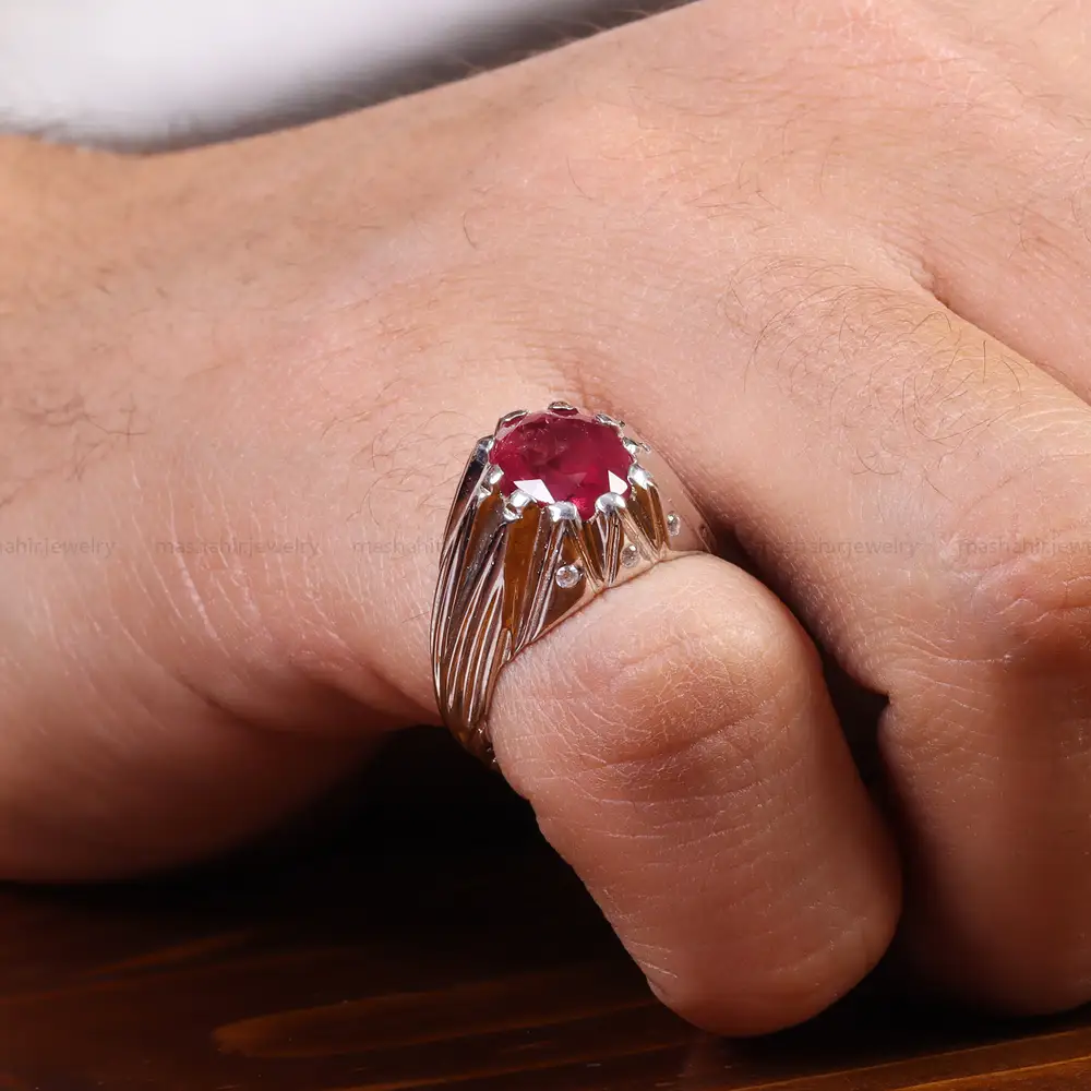 انگشتر یاقوت سرخ مردانه کد 22286