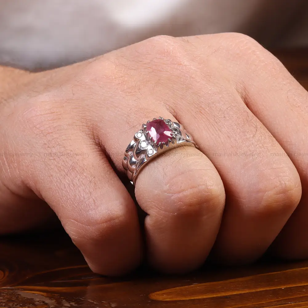 انگشتر یاقوت سرخ مردانه کد 22289