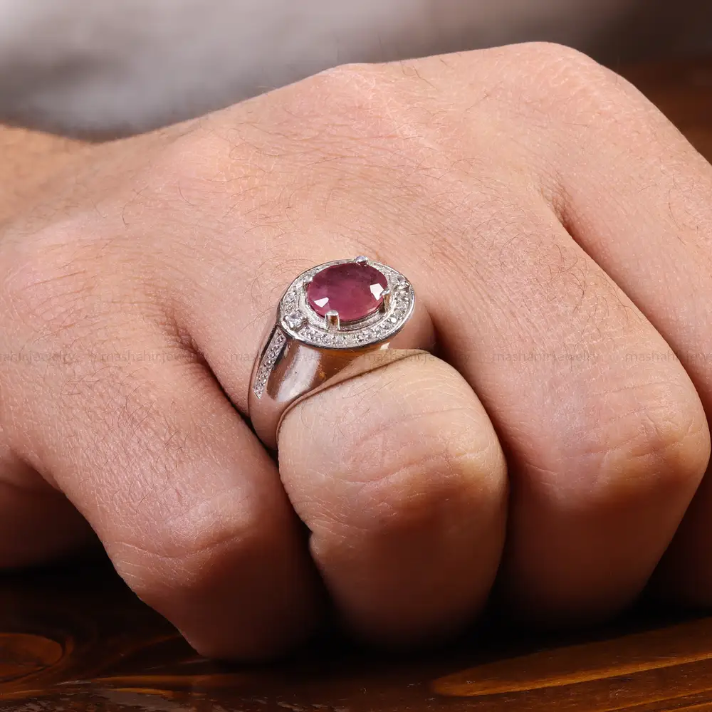 انگشتر یاقوت سرخ مردانه کد 22290