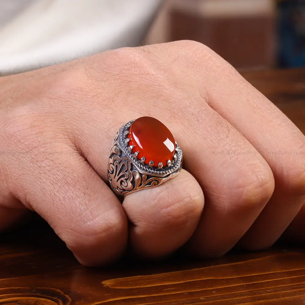 انگشتر عقیق یمن مردانه کد 22291