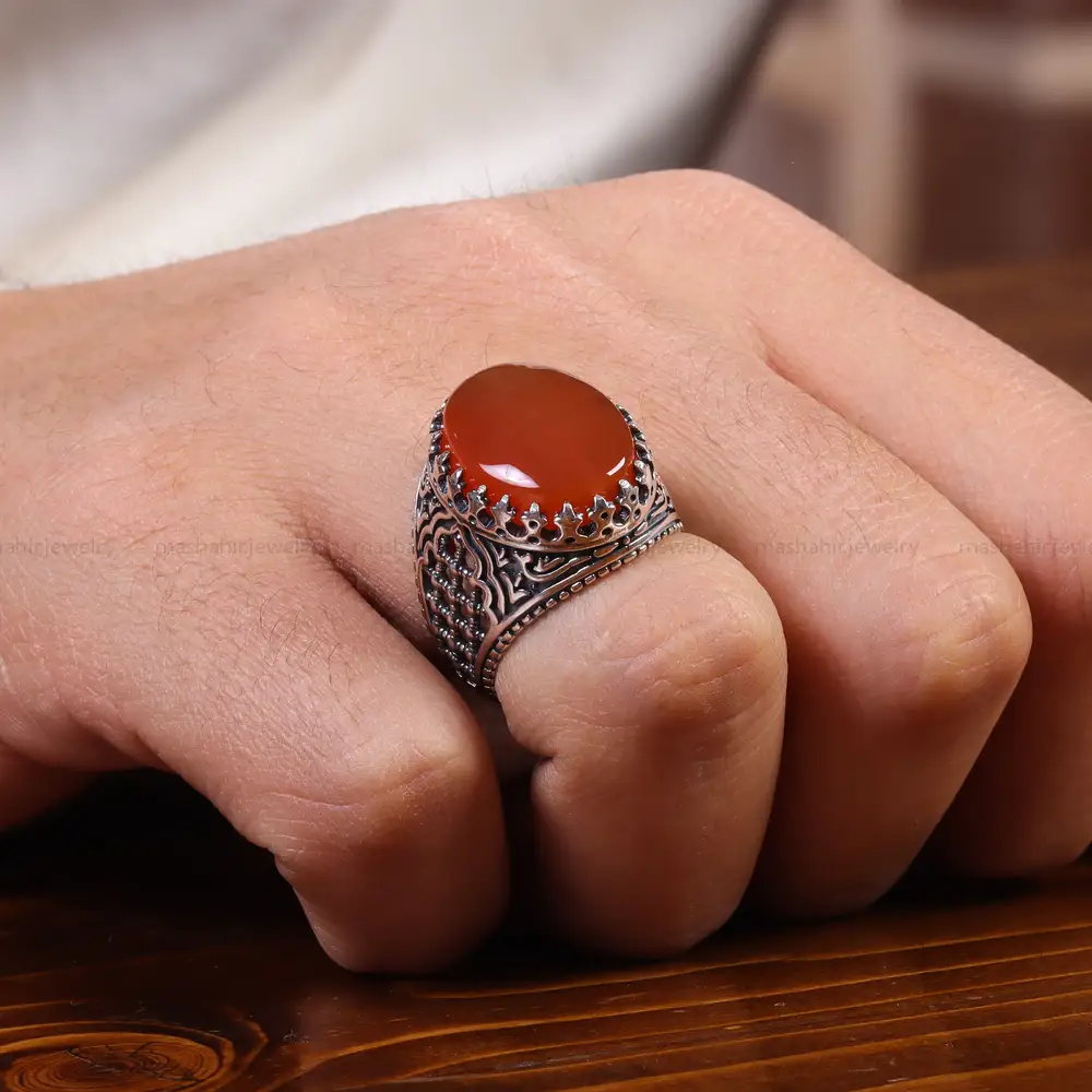 انگشتر عقیق یمن مردانه کد 22293