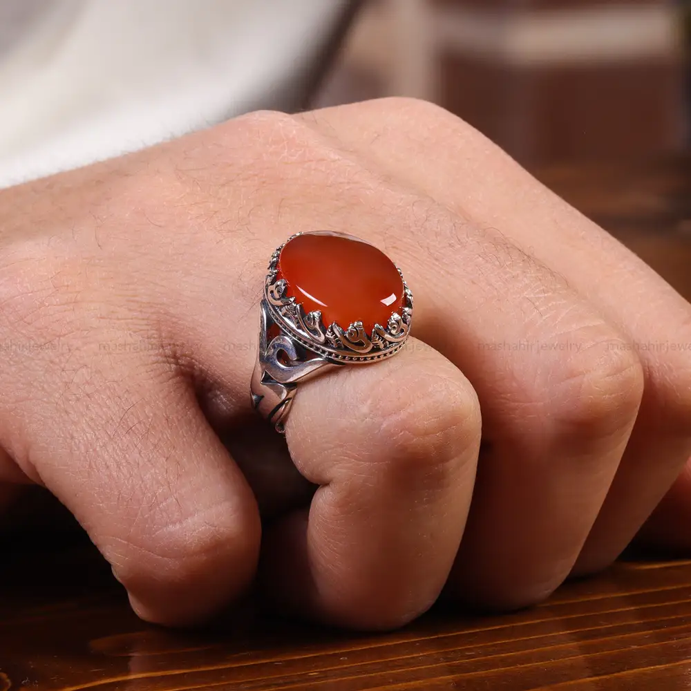 انگشتر عقیق یمن مردانه کد 22294