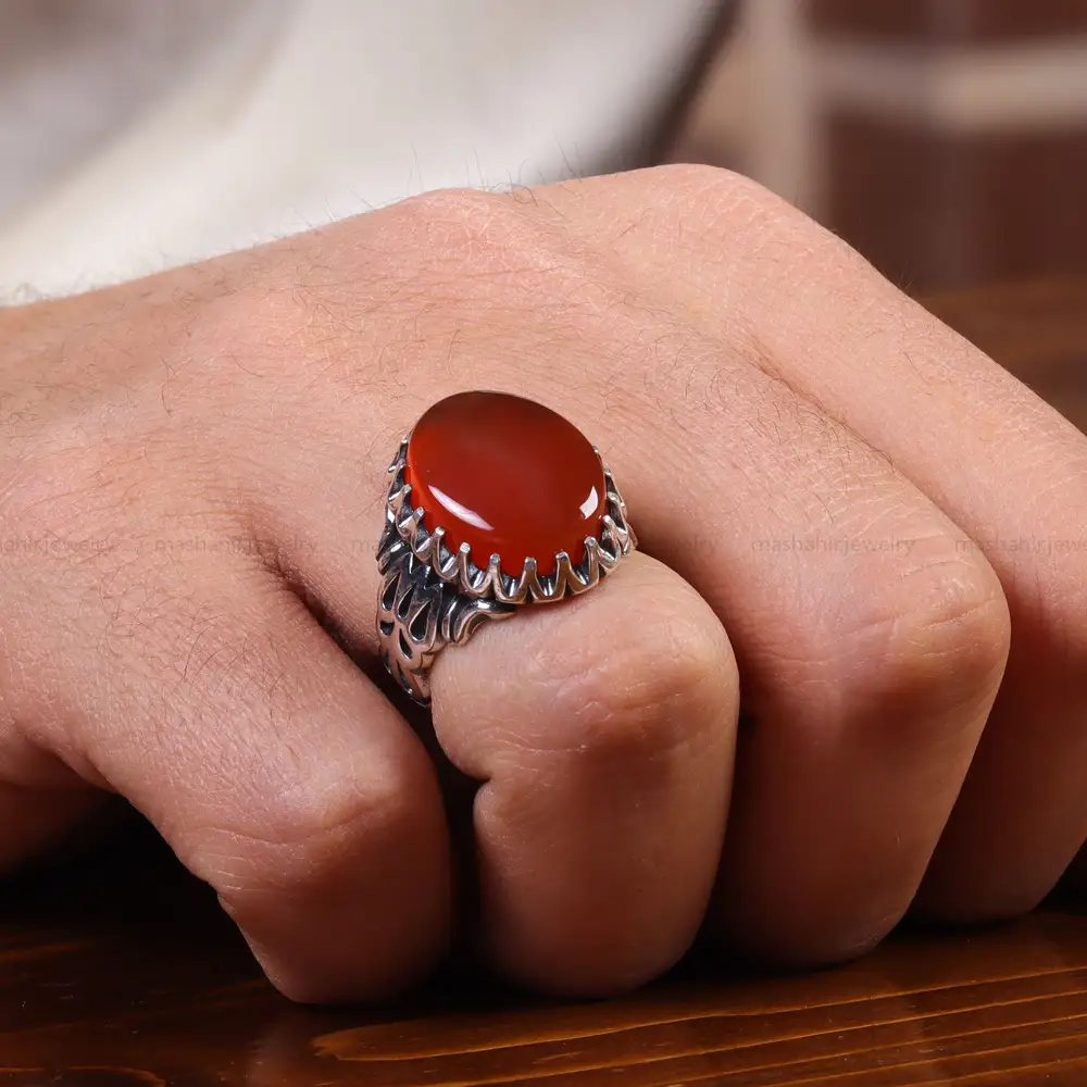 انگشتر عقیق یمن مردانه کد 22295