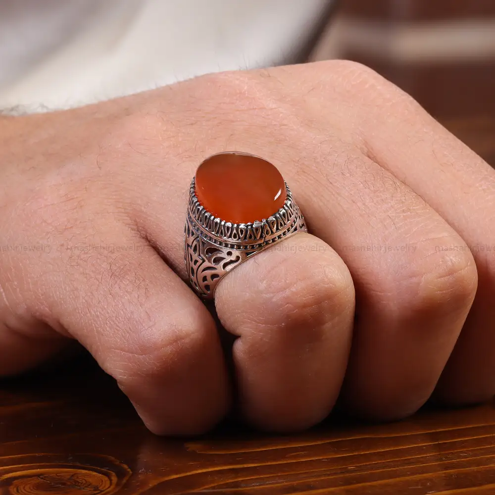 انگشتر عقیق یمن مردانه کد 22296