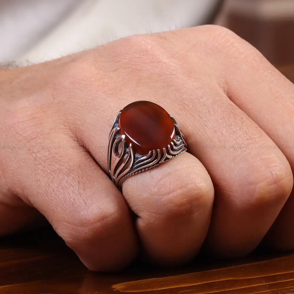 انگشتر عقیق یمن مردانه کد 22297