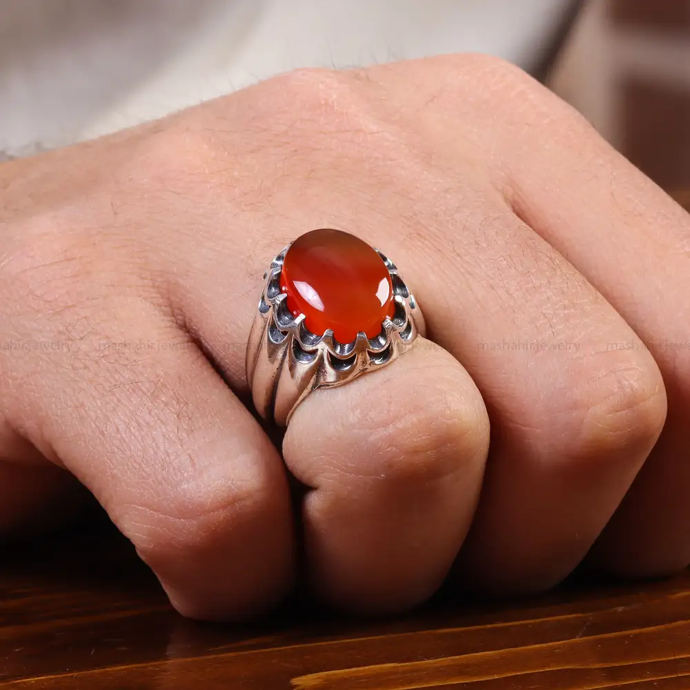 انگشتر عقیق یمن مردانه کد 22299