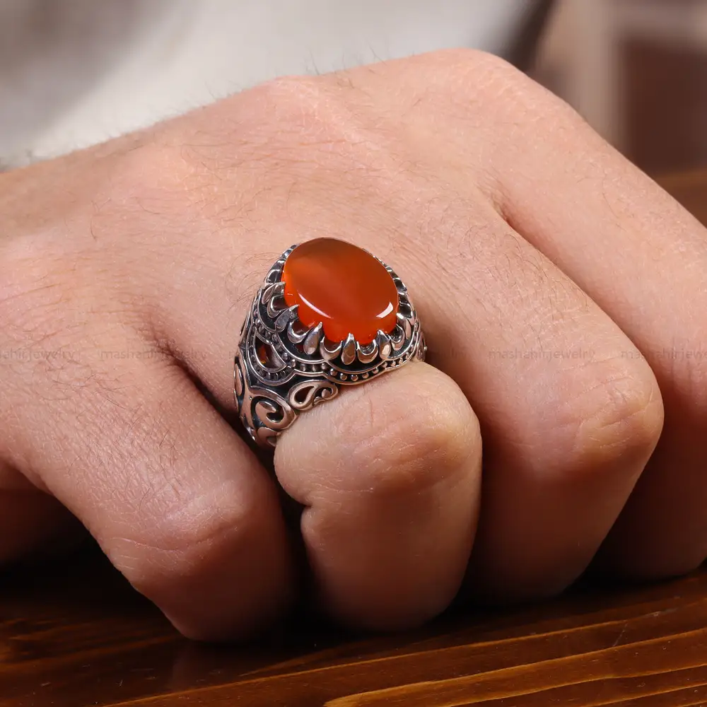 انگشتر عقیق یمن مردانه کد 22300