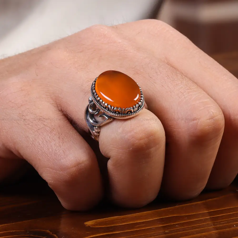 انگشتر عقیق یمن مردانه کد 22302