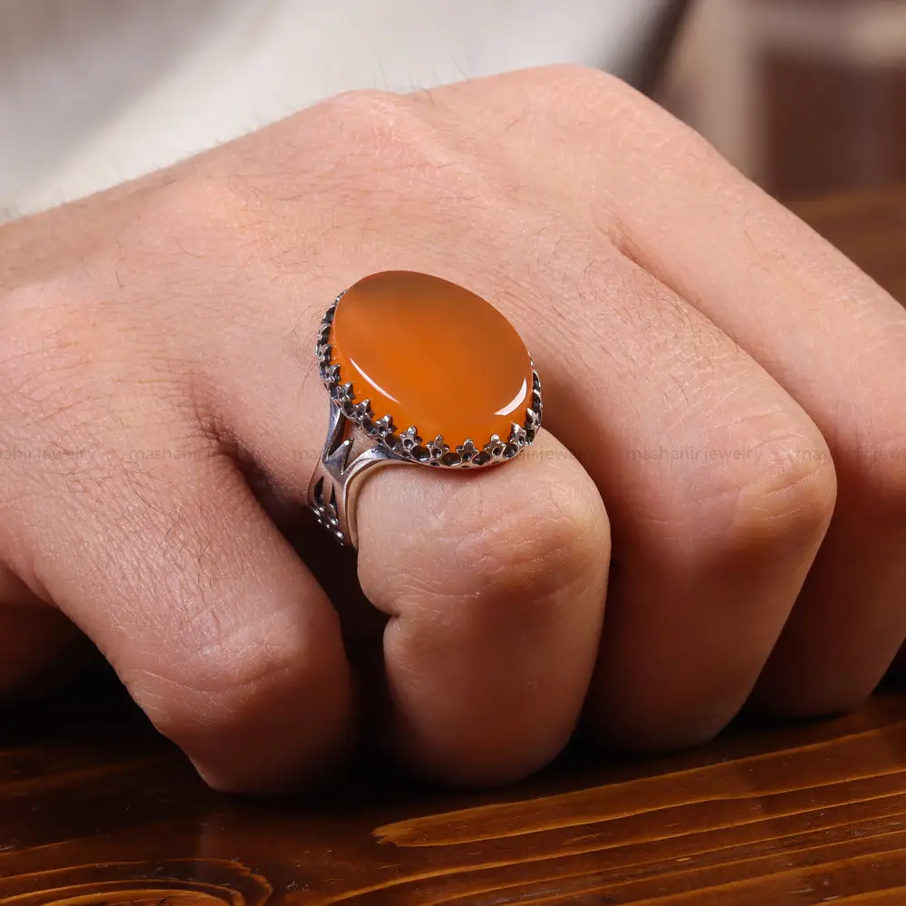 انگشتر عقیق یمن مردانه کد 22303